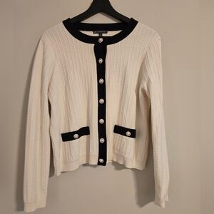 Adrianna Papell Black and Cream Cardigan